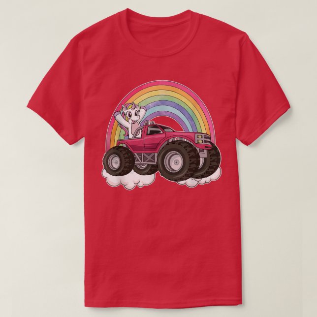 Camiseta Carro Grande Monstro do Unicorn Rainbow (Frente do Design)