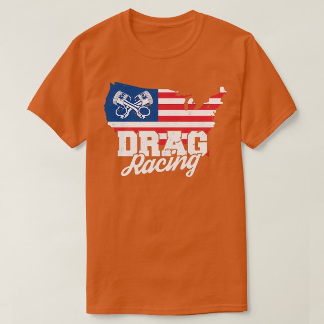 Camiseta Carro Lover I Carro Racing I American Flag I Drag  (Frente do Design)