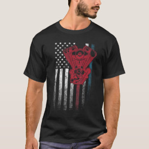 Camiseta Carro Mecânico 4 De Julho American Flag Usa Ameri