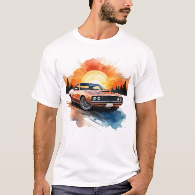 Camiseta Carro Muscular Retroativo com Sunset - Arte de Par (Frente)