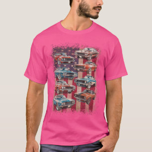 Camiseta Carro Musculoso Clássico Retro Bandeira Americana