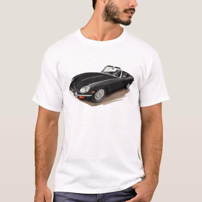 Camiseta Carro preto de Jaguar XKE (Frente)