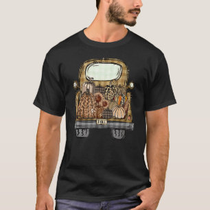 Camiseta Carro-Pumpkin Xadrez-Leopardo Cai Vibes No Outono