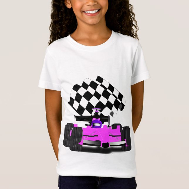 Camiseta Carro Race Rosa com Sinalizador Verificado (Frente)