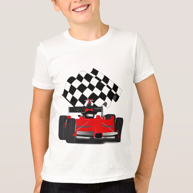 Camiseta Carro Race Vermelho com Sinalizador Verificado (Frente)