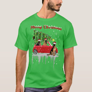 Camiseta Carro Red Truck German shepherd de Árvore de Natal