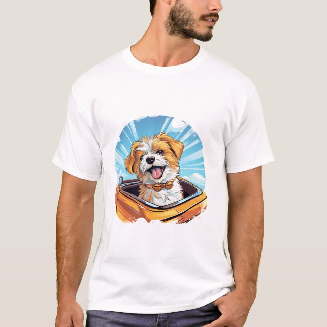 Camiseta carro retrô de cão Ideia (Frente)