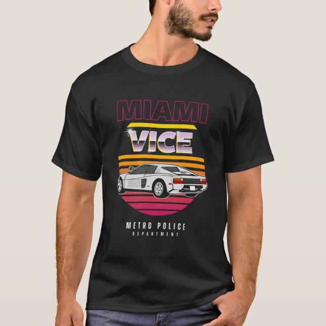 Camiseta Carro Retro Vice-Retro de Miami (Frente)