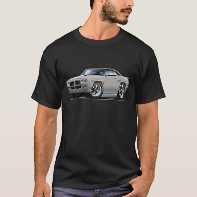 Camiseta Carro superior Prata-Preto do juiz de 1970 GTO (Frente)