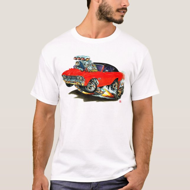 Camiseta Carro superior vermelho e preto de Chevelle (Frente)