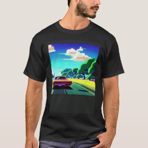 Camiseta Carro synthwave ultrapassagem retrowave futuresynt