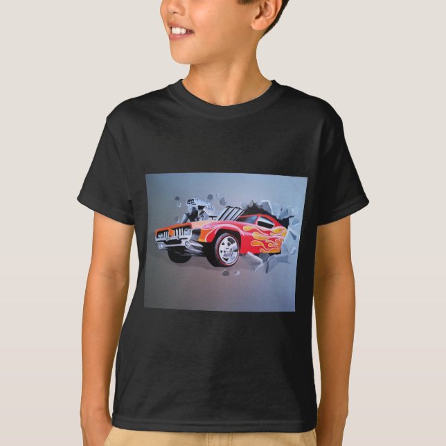 Camiseta Carro Travando Através Da Parede (Frente)