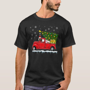 Camiseta Carro Vermelho Papais noeis de Árvore de Natal de
