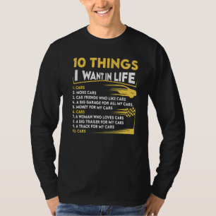Camiseta Carro vintage 10 Coisas Que Eu Quero Na Minha Vida