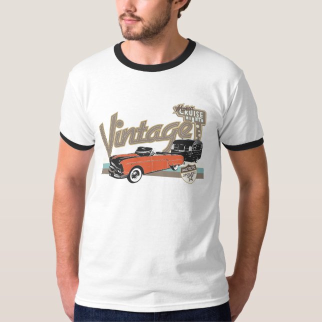 Camiseta Carro vintage com esboço do reboque 2 (Frente)