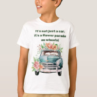 Carro vintage com flor de primavera verde