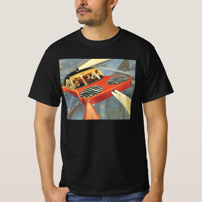 Camiseta Carro Voador Ficção Científica Vintage (Frente)