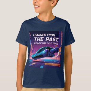 Camiseta Carro Voador Futurista com Citação Inspiradora