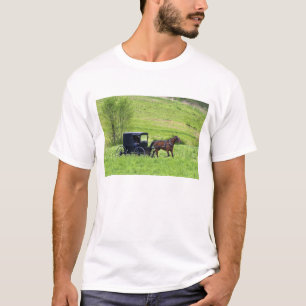 Camiseta Carroça e cavalo Amish perto de Berlim, Ohio.