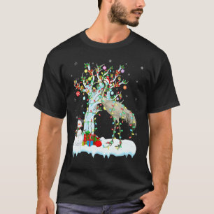 Camiseta Carroça Pássaro Xmas Árvore Iluminação Chapéu de P
