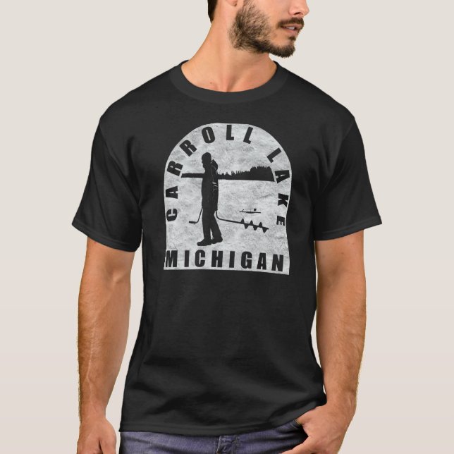 Camiseta Carroll Lake Ice Fish Michigan (Frente)