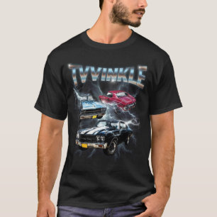 Camiseta Carros Clássicos Americanos com Design de Relâmpag
