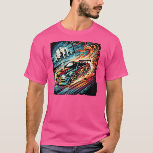 Camiseta Carros de deriva Queimando Arte Retro Street