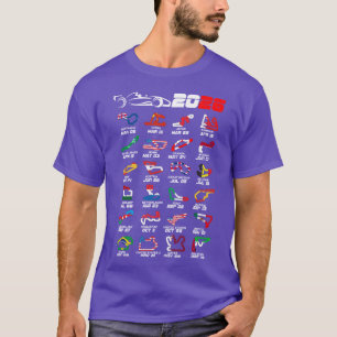 Camiseta Carros de Fórmula do Calendário Circuitos 2026 cor