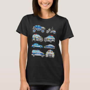Camiseta Carros Policiais Veículos Monstros Garota-Mim