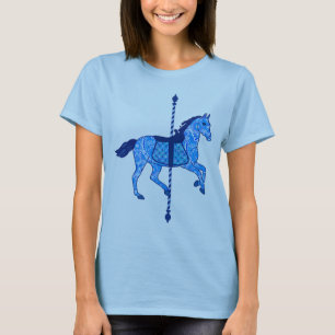 Camiseta Carrossel Horse - Cobalto e Azul-Céu