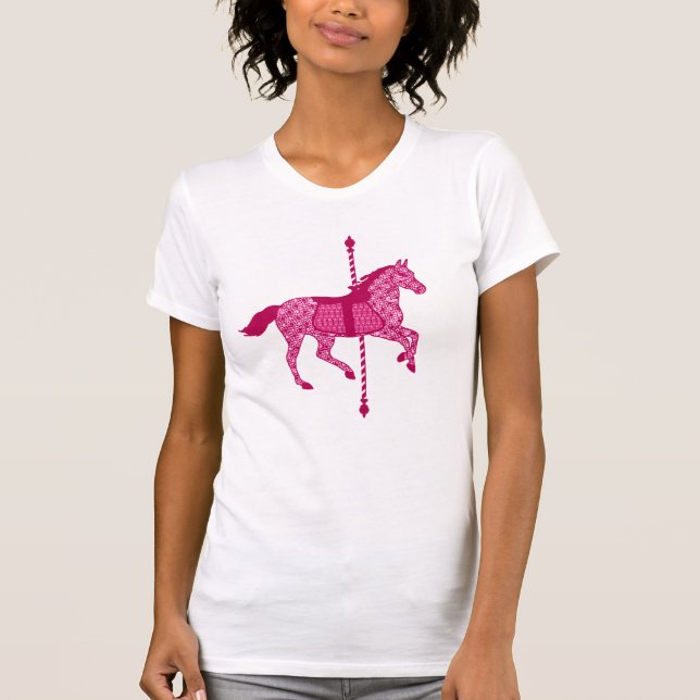 Camiseta Carrossel Horse em Fuchsia Pink e Burgundy (Frente)