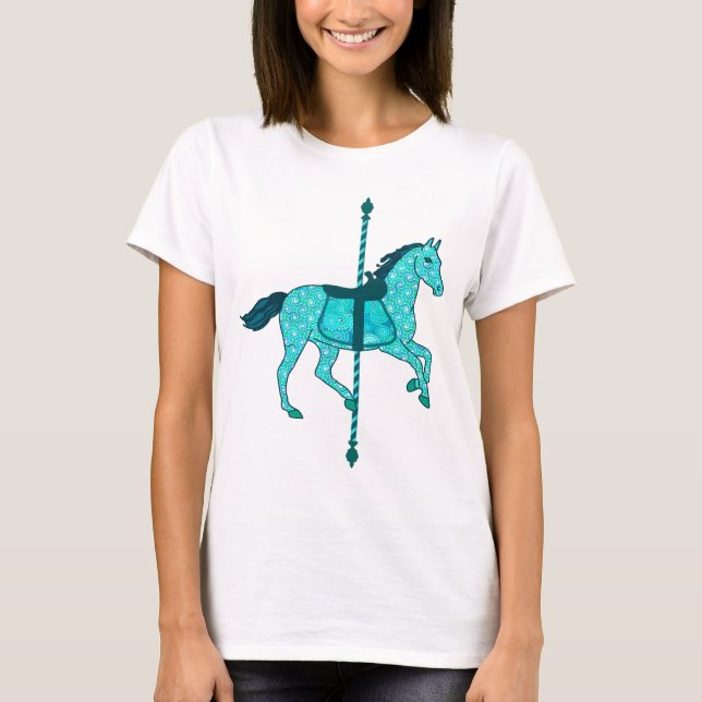 Camiseta Carrossel Horse - Turquesa e Aqua (Frente)