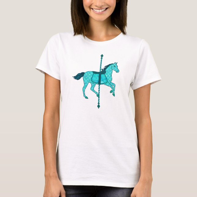 Camiseta Carrossel Horse - Turquesa e Aqua (Frente)
