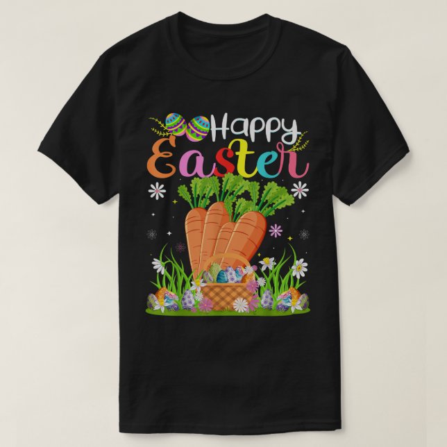 Camiseta Carrot Bunny Egg Caçando Felz pascoa Engraçado (Frente do Design)