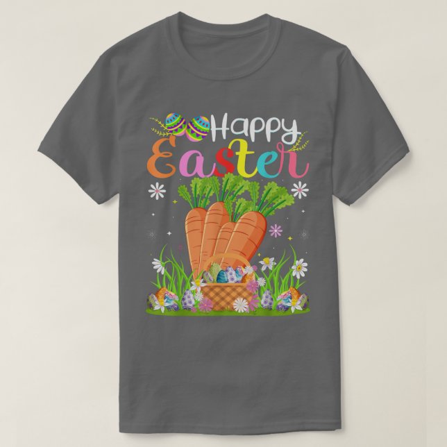 Camiseta Carrot Bunny Egg Caçando Felz pascoa Engraçado (Frente do Design)