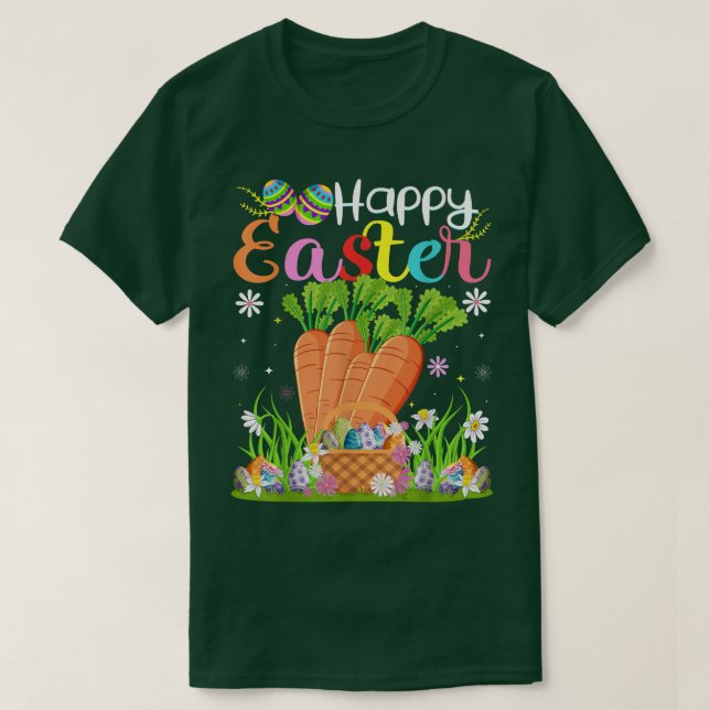 Camiseta Carrot Bunny Egg Caçando Felz pascoa Engraçado (Frente do Design)