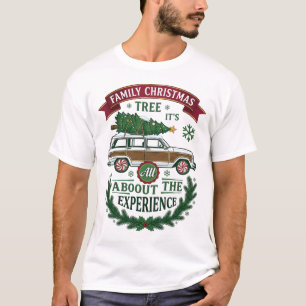 Camiseta Carruagem da Estação da Família Árvore de Natal Pi