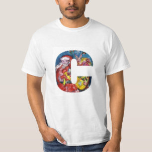 CAMISETA CARTA C DE NATAL / PAPAIS NOEIS COM MONOGRAMA DE P