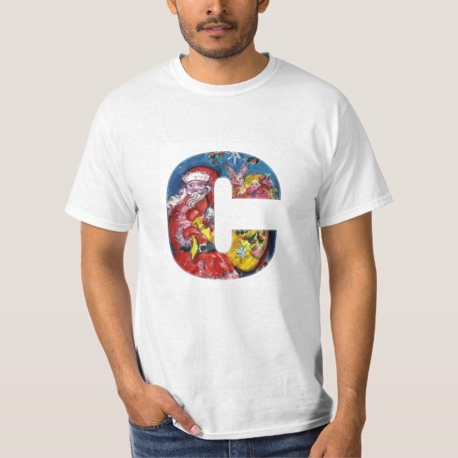 CAMISETA CARTA C DE NATAL / PAPAIS NOEIS COM MONOGRAMA DE P (Frente)