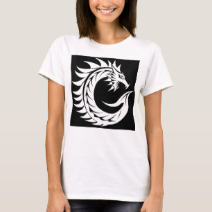 Camiseta Carta C Estilizada com Dragão, Alfabeto de Dragão,