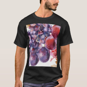 Camiseta Carta de outono de uvas vintage em aquarela