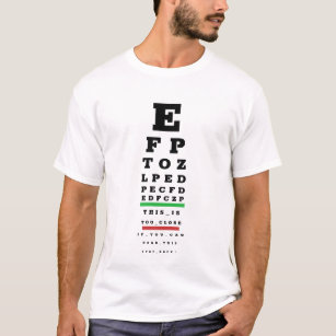 Camiseta Carta de Snellen engraçada do teste do olho do