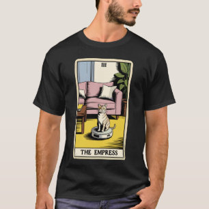 Camiseta Carta de Tarot A Imperatriz Gato No Aspirador Robô