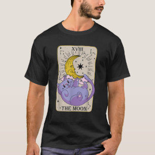Camiseta Carta de Tarot A Lua XVIII Kawaii Goth Pastel Gato