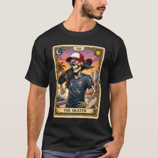 Camiseta Carta de Tarot do Patinador Esqueleto Skate Sunset