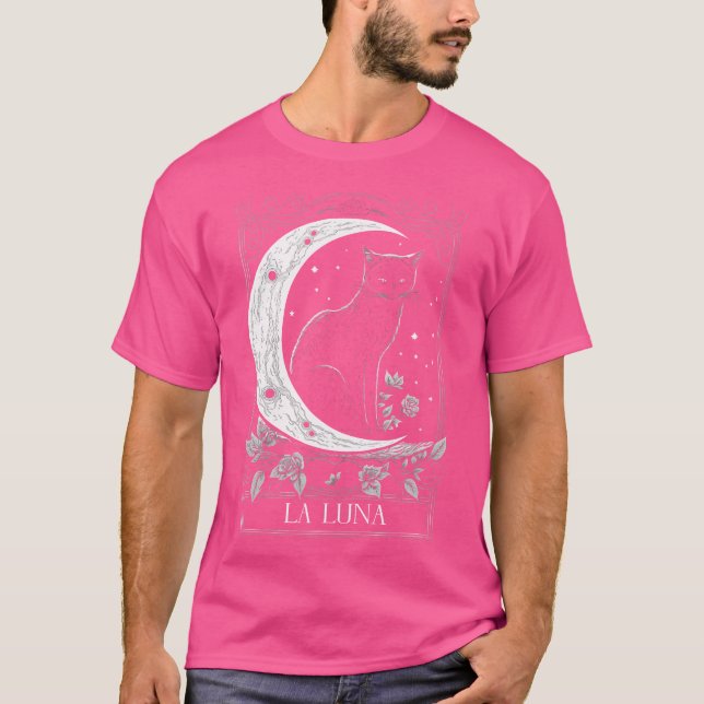 Camiseta Carta de Tarot Gato e Lua Crescente (Frente)