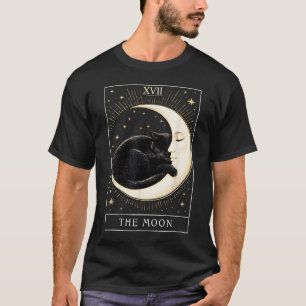 Camiseta Carta de Tarot Gato Gótico e Crescente