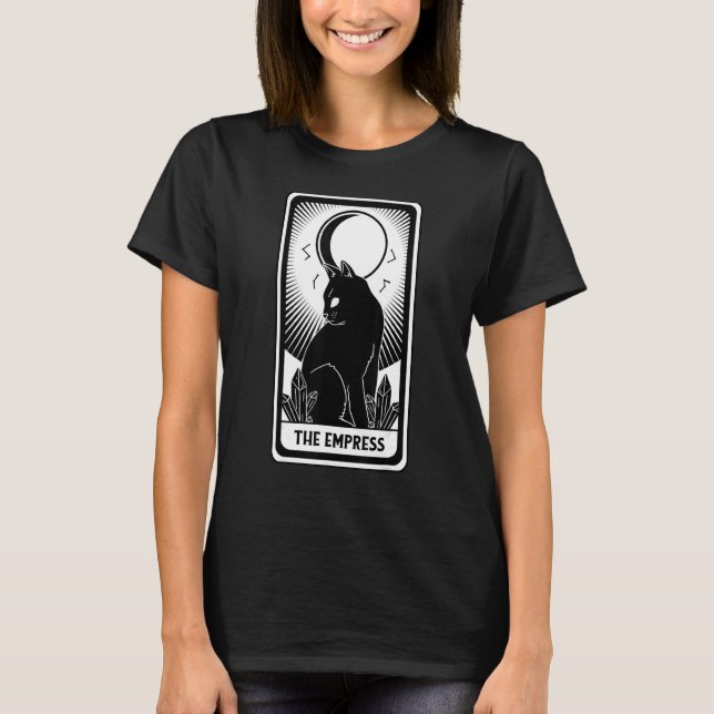 Camiseta Carta de Tarot Lua Crescente e Gato (Frente)