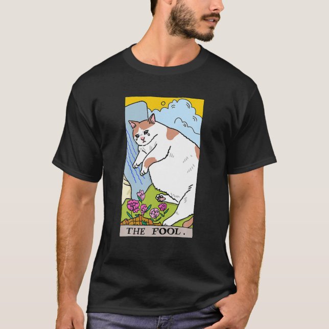 Camiseta Carta de Tarot Lua Crescente e o Gato Tolo (Frente)