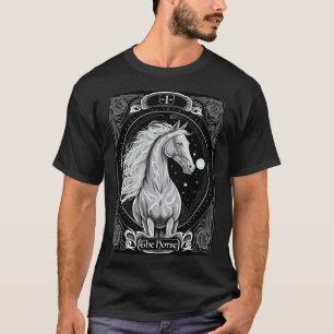 Camiseta Carta de Tarot O Cavalo Cavalo Celestial  Ocultism